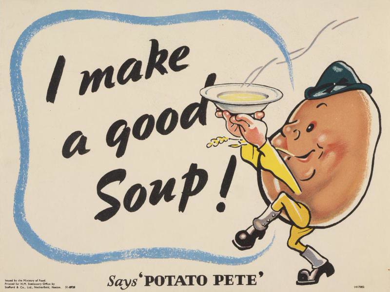 Potato Pete propaganda poster, British Ministry of Food, 1940s